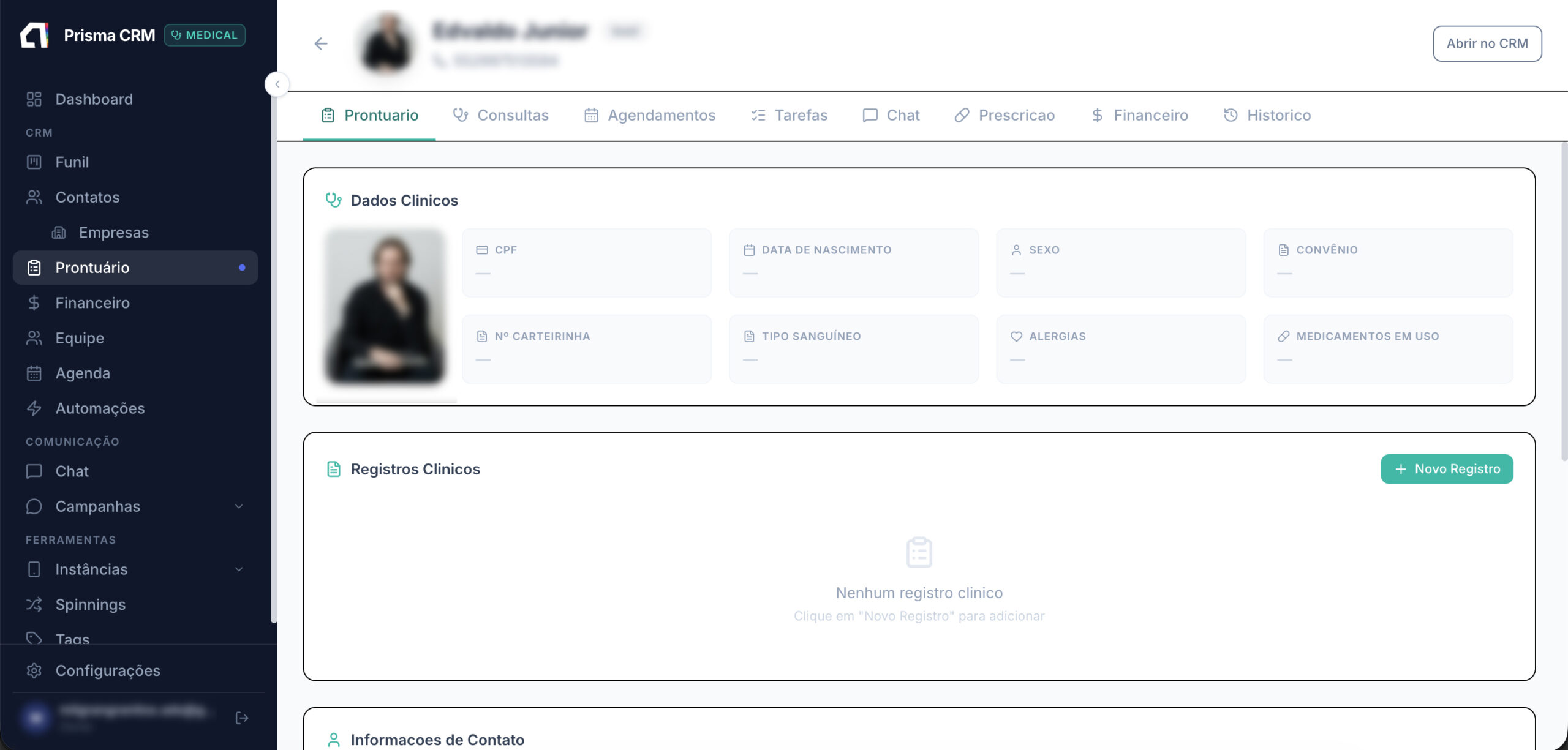 Prontuario medico do Prisma CRM
